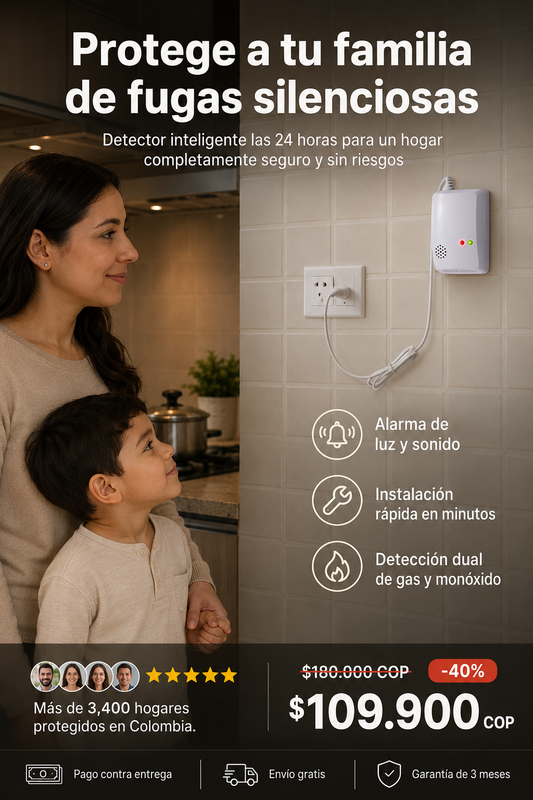 Detector de Fugas de Gas y Monóxido de Carbono